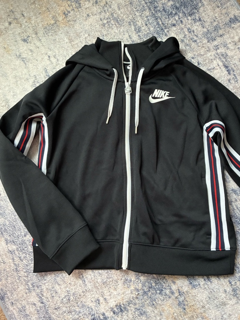 Nike Zip-Up Tracksuit Hoodie | Black with Side Stripes